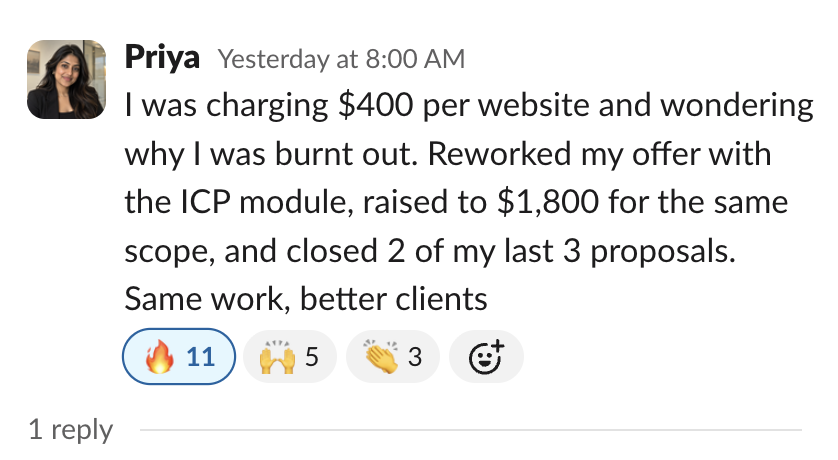 Member message in the Client Accelerator Slack