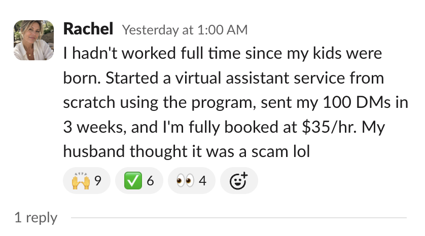 Member message in the Client Accelerator Slack