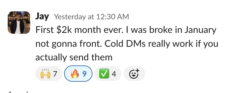 Member message in the Client Accelerator Slack