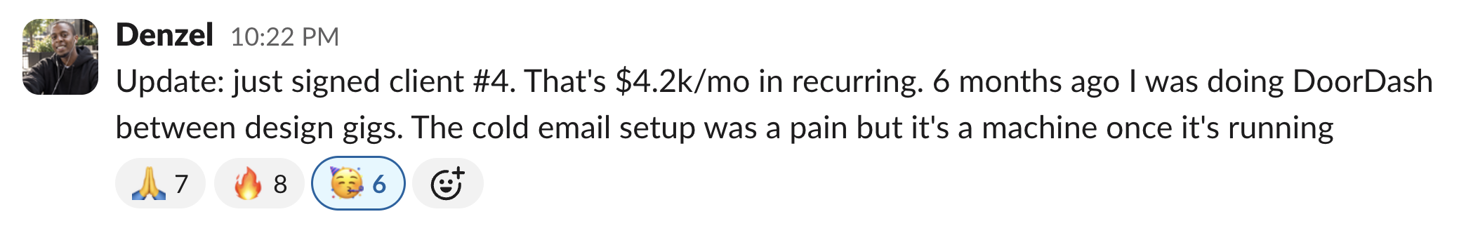 Member message in the Client Accelerator Slack