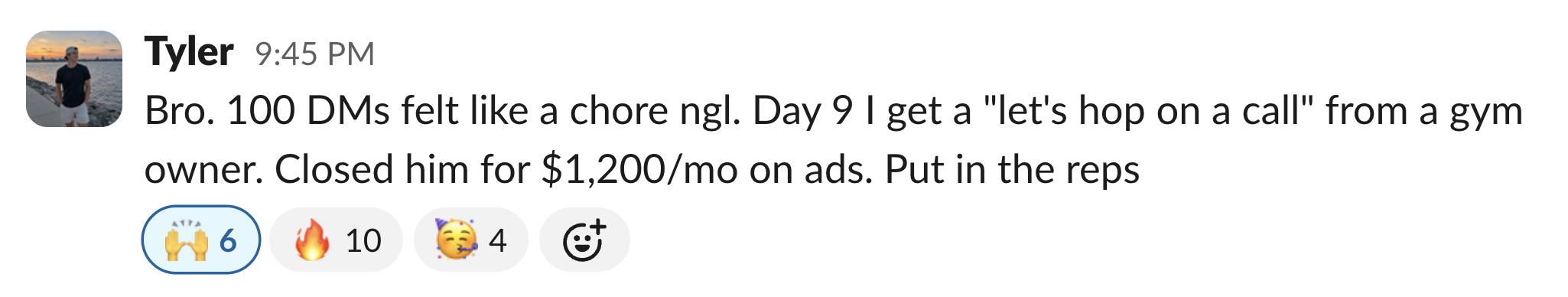 Member message in the Client Accelerator Slack