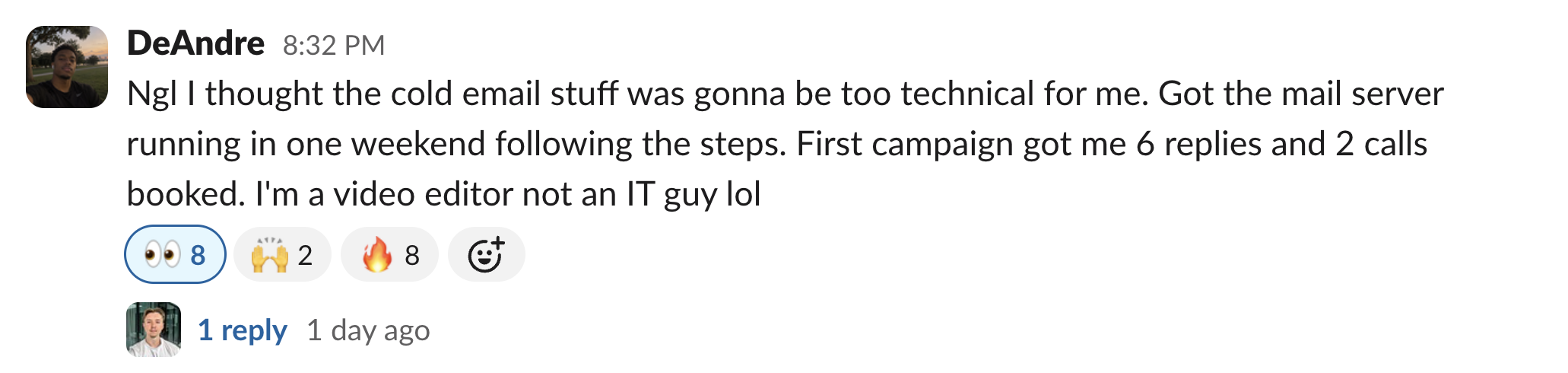 Member message in the Client Accelerator Slack